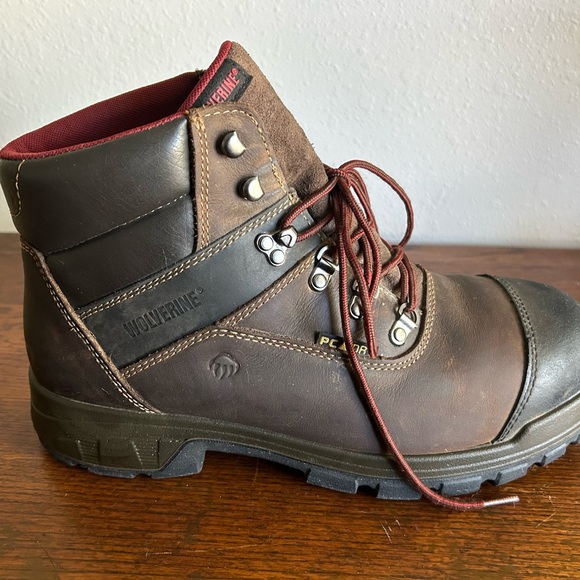 Wolverine Brown Leather Lace Up Non Slip Work Boots Mens Size 12 - Picture 6 of 11